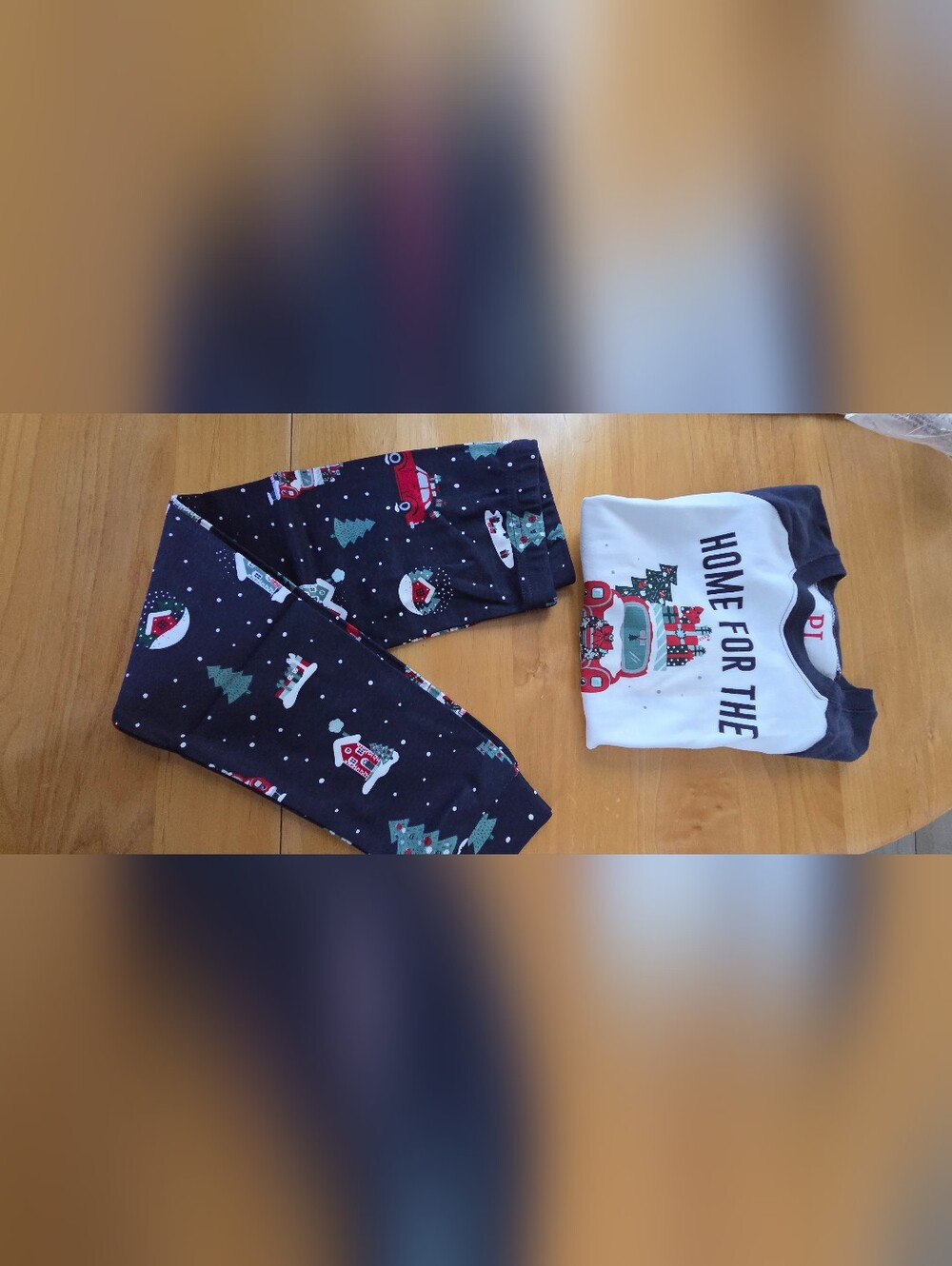 The Children's Place Navy and Red Holiday Pajama Set with Truck Print